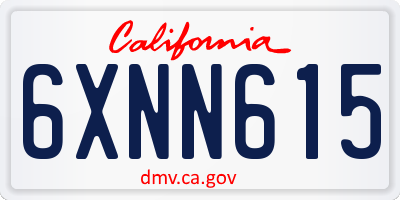 CA license plate 6XNN615