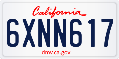 CA license plate 6XNN617