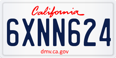 CA license plate 6XNN624