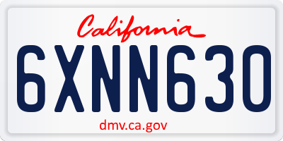 CA license plate 6XNN630