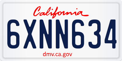 CA license plate 6XNN634