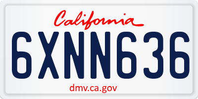CA license plate 6XNN636