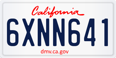 CA license plate 6XNN641