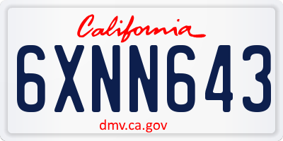 CA license plate 6XNN643