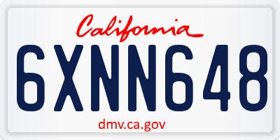 CA license plate 6XNN648