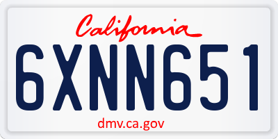 CA license plate 6XNN651