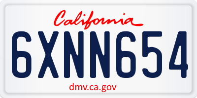 CA license plate 6XNN654