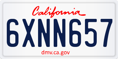 CA license plate 6XNN657