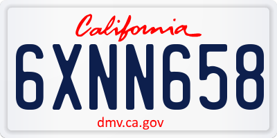 CA license plate 6XNN658
