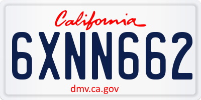 CA license plate 6XNN662