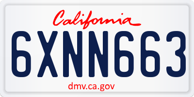 CA license plate 6XNN663