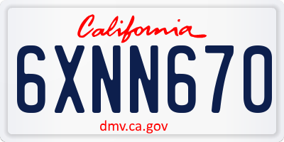 CA license plate 6XNN670