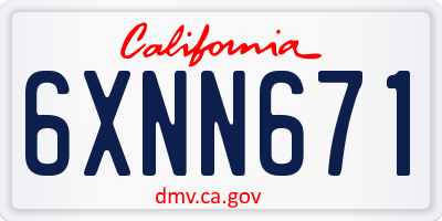 CA license plate 6XNN671