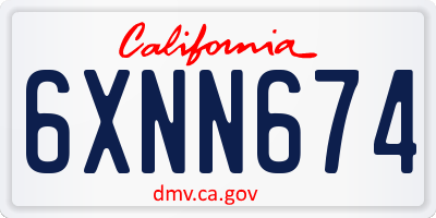 CA license plate 6XNN674