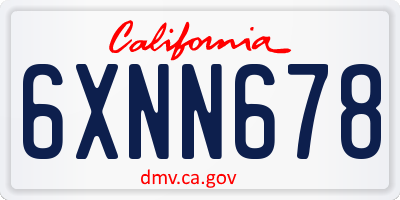 CA license plate 6XNN678