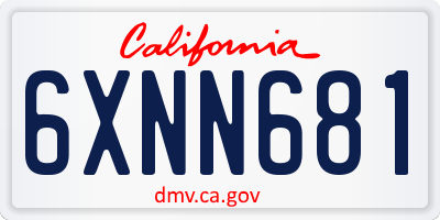 CA license plate 6XNN681