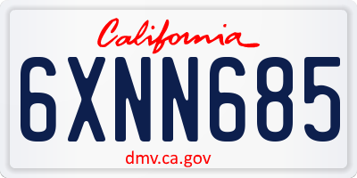 CA license plate 6XNN685