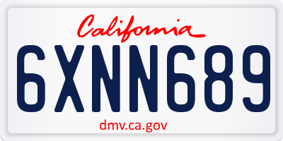 CA license plate 6XNN689