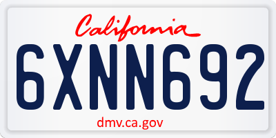CA license plate 6XNN692