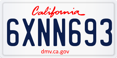 CA license plate 6XNN693