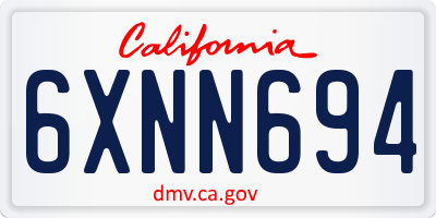 CA license plate 6XNN694