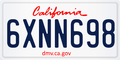 CA license plate 6XNN698