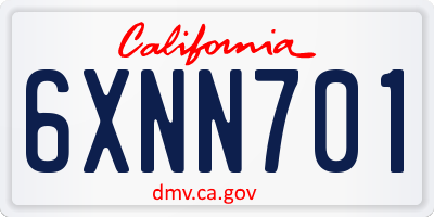 CA license plate 6XNN701