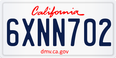 CA license plate 6XNN702