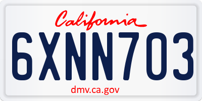 CA license plate 6XNN703