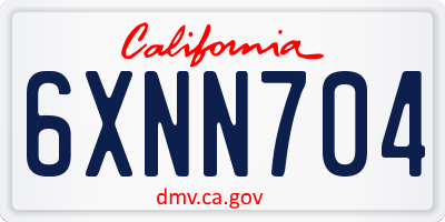 CA license plate 6XNN704