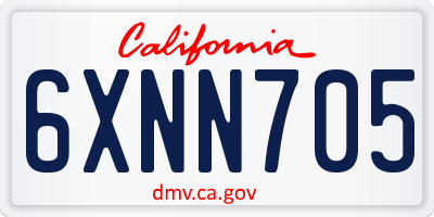 CA license plate 6XNN705