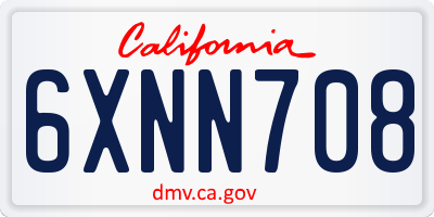 CA license plate 6XNN708