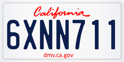 CA license plate 6XNN711
