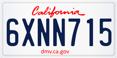 CA license plate 6XNN715