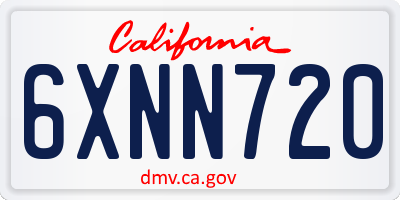 CA license plate 6XNN720