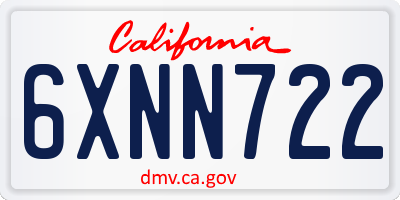 CA license plate 6XNN722