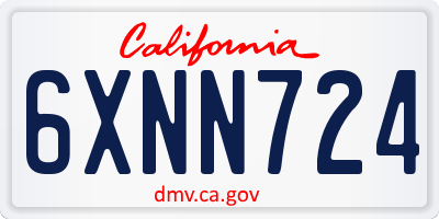 CA license plate 6XNN724