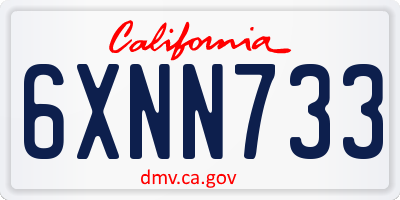 CA license plate 6XNN733