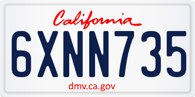 CA license plate 6XNN735
