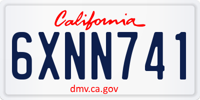 CA license plate 6XNN741