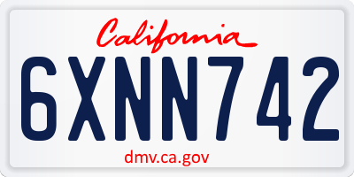 CA license plate 6XNN742