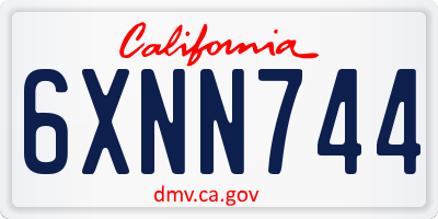 CA license plate 6XNN744