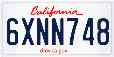 CA license plate 6XNN748
