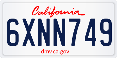CA license plate 6XNN749