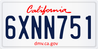 CA license plate 6XNN751