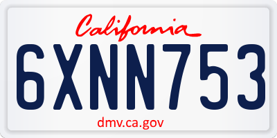 CA license plate 6XNN753
