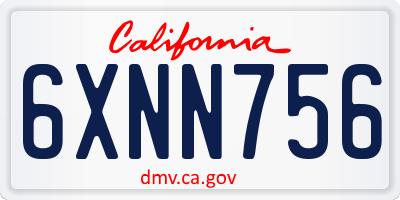 CA license plate 6XNN756