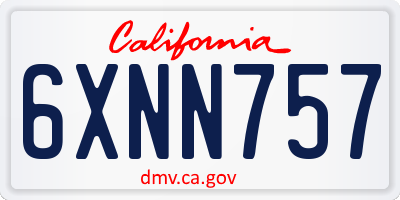 CA license plate 6XNN757