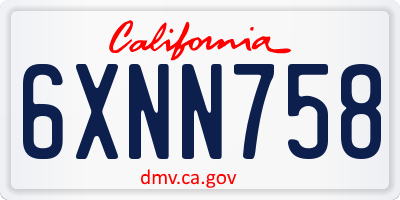 CA license plate 6XNN758