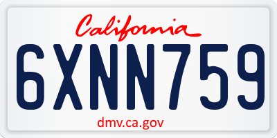 CA license plate 6XNN759
